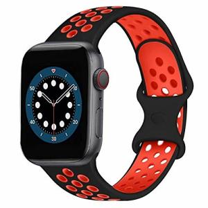 AIGENIU コンパチブル Apple Watch バンド 2個留め金具の多空気穴通気性 シリコン スポーツ バンド Compatible for アッ