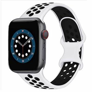 AIGENIU コンパチブル Apple Watch バンド 2個留め金具の多空気穴通気性 シリコン スポーツ バンド Compatible for アッ