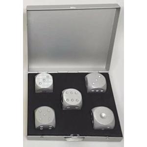 卸の店003　ダイス サイコロ メタルダイス　メタルサイコロ5個セット シルバー 　アルミ合金サイコロ　箱形アルミ製専用ケース付き