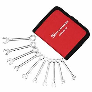 SPEEDWOX ミニスパナセット 片目片口タイプ 10本組 インチサイズ 5/32"-7/16" コンビネーションレンチ 工具収納用ポ