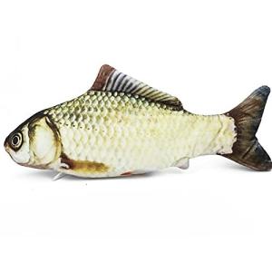 Aurako 猫 おもちゃ 電動 ペットおもちゃ魚 猫用 ぬいぐるみ シミュレー魚 電動魚USB充電式 噛む動ける魚 取り外