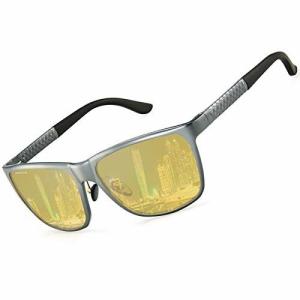 SOXICK 夜間運転サングラスドライブナイトサングラス夜用サングラスイエロー偏光レンズUVカット昼夜兼用男女