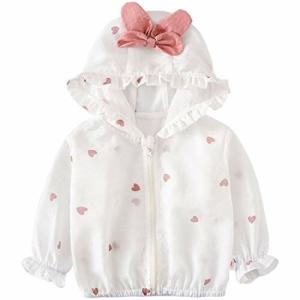 Mornyray 女の子ラッシュガード ベビーラッシュパーカー 夏 女の子 子供服 UVカット 長袖 日焼け止め 紫外線防止