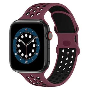 AIGENIU コンパチブル Apple Watch バンド 2個留め金具の多空気穴通気性 シリコン スポーツ バンド Compatible for アッ