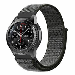 PINHEN 編みナイロン 腕時計ベルト 20MM 22MM スマートウォッチ通用リストバンド ベルクロ締め 通気素材 Samsung Gear