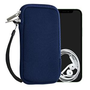 kwmobile クッション ポーチ 対応: L - 6.5" - ネオプレン スマートフォン 保護 ケース 紺色