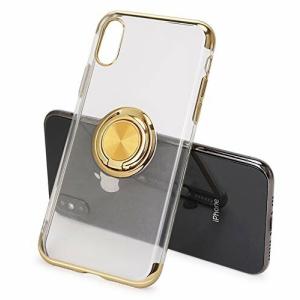 Smoony iPhoneX 用 ケース/iPhonexs 用 ケース リング付き 透明 柔軟性TPU クリア メッキ加工 スタンド機能回転リング