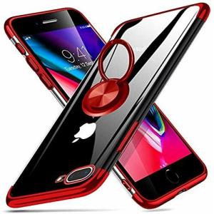Smoony iPhone 7 plus 用 ケース， iPhone 8 plus 用ケース リング付き 透明 柔軟性TPU クリア メッキ加工 スタンド機能回