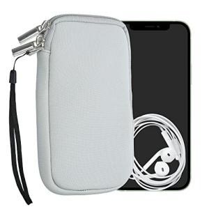 kwmobile クッション ポーチ 対応: L - 6.5" - ネオプレン スマートフォン 保護 ケース ライトグレー