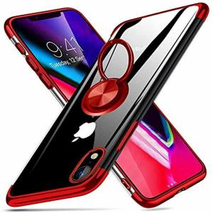 Smoony iPhoneX 用 ケース iPhonexs 用 ケース リング付き 透明 柔軟性TPU クリア メッキ加工 スタンド機能回転リング