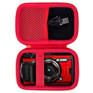Aenllosi 収納ケース 互換品 OLYMPUS デジタルカメラ Tough TG-6 / TG-5 / TG-4 / TG-3 / TG-2 (レッド ジッパー
