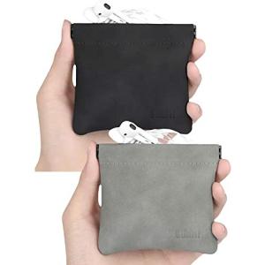 花禅 BUBM イヤホンケース ポーチ ヌバックソフトレザー 撥水加工 ステンレス金具 部ベルベット 10cm開口 ア