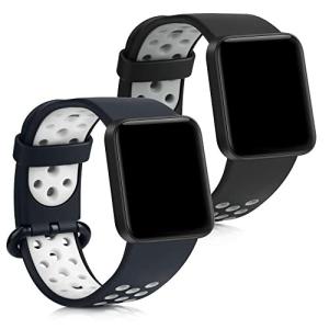 kwmobile 2x 対応: Xiaomi Mi Watch Lite/Redmi Watch バンド - 交換ベルト シリコンバンド ソフト TPU 耐久性 - 黒色/グレー/
