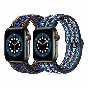 AGUPERFIT 伸縮性ループバンド Compatible with Apple Watch 38mm 40mm 41mm 42mm 44mm 45mm 柔らかく軽量で 調節可能な弾性ナイ