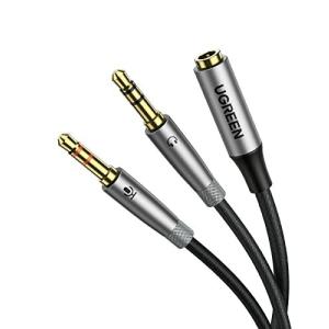 UGREEN オーディオケーブル 3.5mm 4極 3極 分配ケーブル4極(メス)