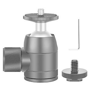 Neewer ミニボールヘッド 1/4インチスクリュー 360度回転可能な三脚ヘッド ロックとホットシューマウントアダプ