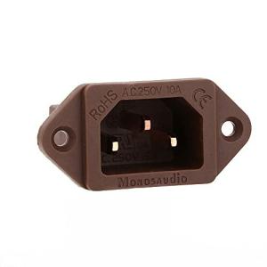 Monosaudio 純粋な銅AC 250V 10A IEC320 C14パネルマウントプラグアダプター電源コネクタソケットネジマウント3ピン