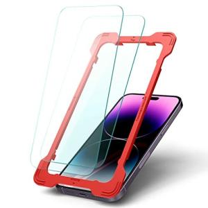 Caseology iPhone 14 Pro 用 ガラスフィルム 2枚 6.1インチガイド枠付 9H 硬度 プレミアム 強化ガラス 保護フィルム 高