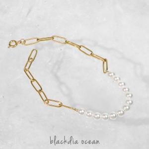 ブレスレット パール チェーン ブレスレット ステンレス アクリルパール ゴールド かわいい ブレス ジュエリー プレゼント レディース blackdia ocean ブランド