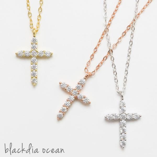 ネックレス レディース blackdia ocean クロス シアー シンプル silver925 ...