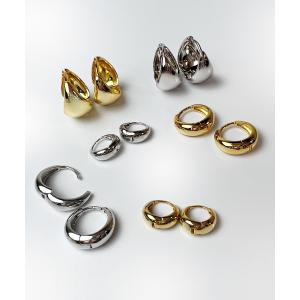 ピアス レディース blackdia ocean ブランド ドロップ フープ ピアス シンプル 両耳 2個セット ホワイトメタル 18K GP ゴールド シルバー 金 銀 おしゃれ｜diamonddust