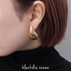 ピアス レディース blackdia ocean チャンキー ドロップ ピアス シンプル 金属アレルギー 対応 ステンレス スタッド ゴールド シルバー 金 銀 おしゃれ かわいい
