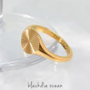 指輪 サンバースト シグネット リング ステンレス 金属アレルギー対応 つけっぱなし 印台 デザインおしゃれ 太陽 大人可愛い 上品 金 レディース blackdia ocean