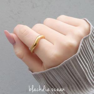 リング 指輪 レディース blackdia ocean ニュアンス ウェーブ リング 金属アレルギー アレルギー対応 ステンレス デザインおしゃれ 可愛い 金 アクセサリー
