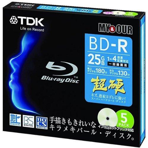 TDK 録画用BD-R 5枚 4倍速 プリンタブル 25GB カラーミックス採用のパールレーベル 収...