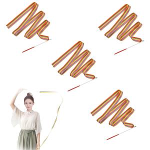 EsiFare 新体操リボン 2メートル 4本 虹 体操リボン 体操専用 スポーツ用具 ダンス 儿童 大人用 ナイロンロープ 体操 チームトレーニング