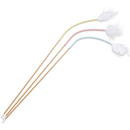 PAKESI 猫じゃらし 3本入り 猫おもちゃ 羽付き ネズミのしっぽ ３色 シリコン素材 超軽量 ...