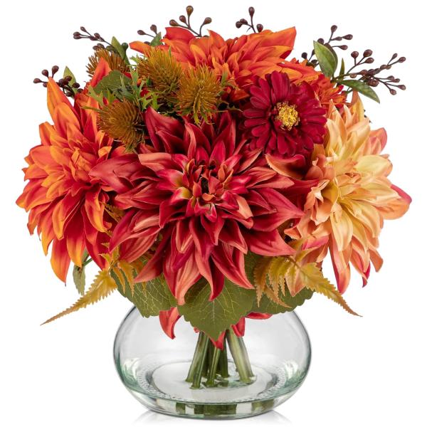 Villa Como 造花 花束 ブーケ リース 秋 ダリア インテリア 仏花 お供え 新築祝い 開...