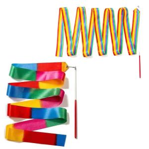 スポーツリボン 体操用具 バレエリボン 新体操 アウトドア ダンスリボン 長さ2m 競技用具 体操リボン スポーツ用具 2個入り カラフルなリボン 大