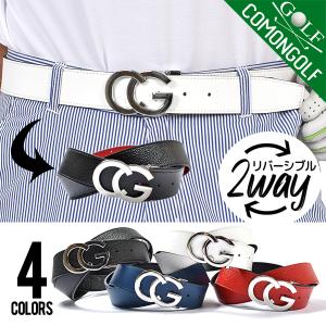 ゴルフウェア メンズ ゴルフベルト 合成皮革 リバーシブル