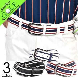 ベルト メンズ ゴルフベルト ゴルフ小物 ファッション小物 無地 おしゃれ 調節可能 PU カラーライン サンタリート TW-GF2003