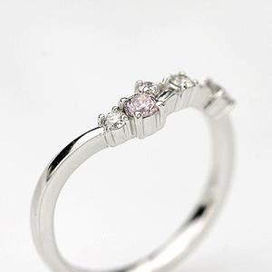 Ｋ１８ＷＧピンクダイヤリング  0.09ｃｔ　0.16ｃｔ