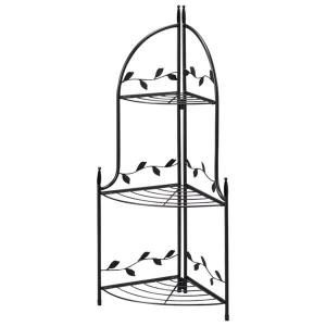コーナープランタースタンド フラワースタンド 3段 スチール製 高さ100cm リーフデザイン