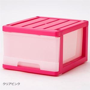 深型 収納ケース キッチン収納 4個組 クリアピンク 幅34 5cm