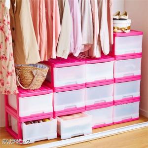 深型 収納ケース キッチン収納 12個組 クリアピンク スタッキング可 プラスチック セール特価品 日本製 幅34 5cm
