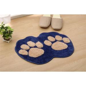 高い素材 おしゃれ バスマット フロアマット ブルー 約35cm 50cm 足型マット 洗える 防滑 ネコ かわいいアクセントマット