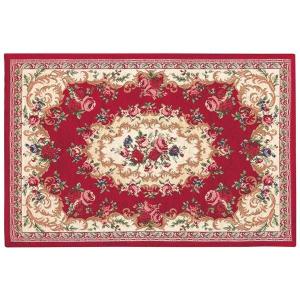 クラシック調 玄関マット フロアマット 60cm 90cm レッド 長方形 防滑仕様 ゴブラン ザイン エントランス 代引不可