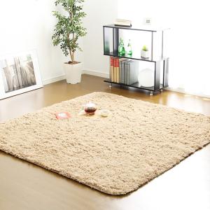 ラグ 正方形 シャギー 厚手 カーペット ベージュ シャギーラグ ラグマット 185×185 185 おしゃれ 北欧 リビング マット 絨毯 じ