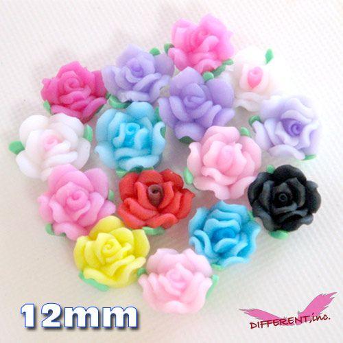 デコパーツ 定番 樹脂バラ12mm　15Color