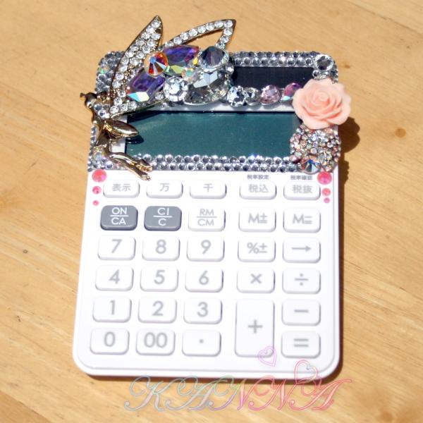 ティンカーベルビジュー盛り♪手のひらサイズの卓上デコ電卓 ホワイト by Kanna