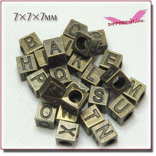 【アウトレット】アルファベット A〜Z メタル キューブ ビーズ