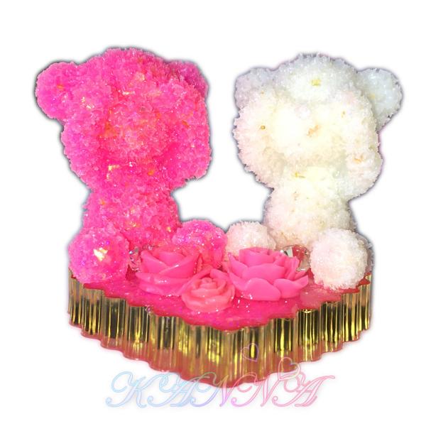 ラブブリー♪大人気！目隠しベアとお花のメルヘン インテリア  ピンク×ホワイト by Kanna