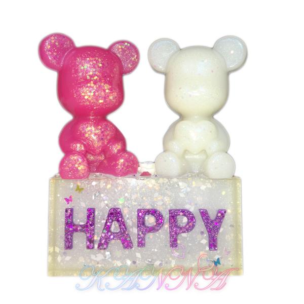 ホワイトベアハートとローズベアハートの「HAPPY」 インテリア  by Kanna