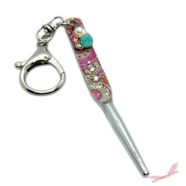 ビジュー DECO デザインシート貼りベース 1本爪 グリーンフォーク Bigナスカンのキーチェーン...