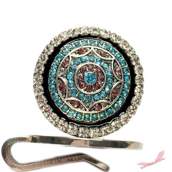 アラベスク風デザイン ラインストーン ゴルフマーカー クリップ付