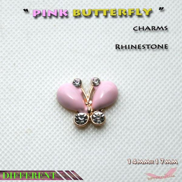 蝶々エナメルチャーム トップ プチストーン付き
